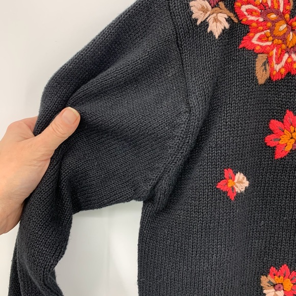 ORVIS VTG Cardigan Black w/Fall Leaves: SZ. M - Picture 5 of 8